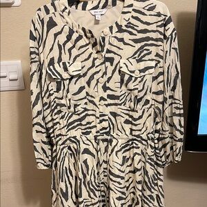 Nine West Black and Cream Animal Print Dress